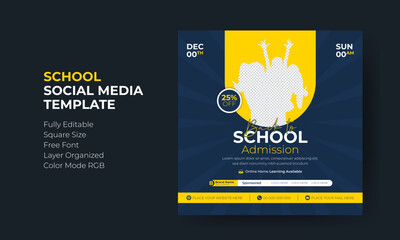 School admission social media ads template design. For web ads, summer camp flyer design.