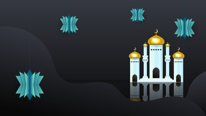 Modern trendy ramadan background for universal design with black and gold color scheme. Vector illustration