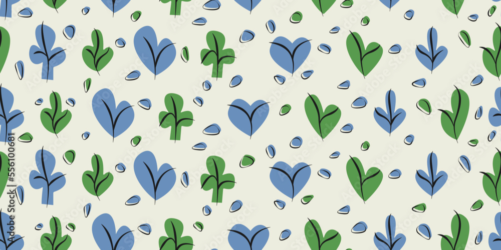 Poster Colored trees wallpaper or pattern. Child-drawn trees for seamless pattern. Print and stylish pattern, seamless wallpaper.