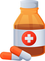 Obraz premium Medicine bottle and drug capsule