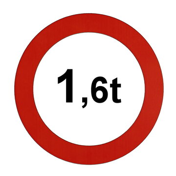 Illustration des Stra&szlig;enverkehrszeichens "Maximal zul&auml;ssiges Gesamtgewicht 1,6t"	
