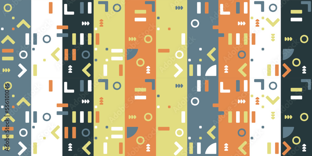 Poster abstract and geometric wallpaper. colored columns with geometric shapes. print and stylish interior,