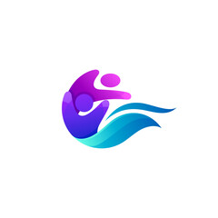 Logo of a person swimming, sport design template