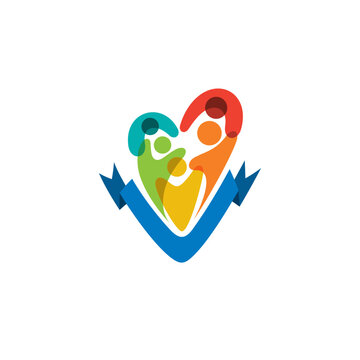 Charity logo with colorful design template, family