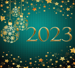 happy new year 2023 new holidays celebrate with new style and abstract ornament card creative web gold set pattern wallpaper template .