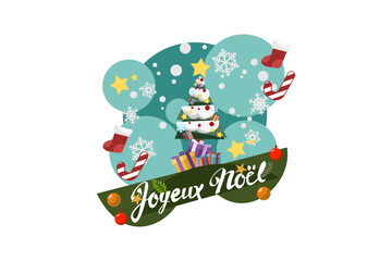 Translation: Merry Christmas. Joyeux Noël vector text Calligraphic Lettering design card template. Suitable for greeting card, poster and banner.