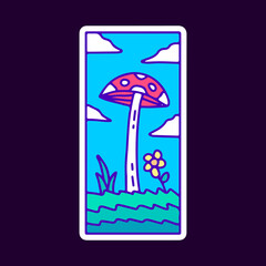 Beauty mushroom cartoon, illustration for t-shirt, sticker, or apparel merchandise. With modern pop and retro style.