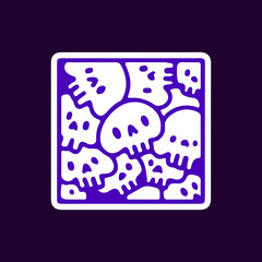 Skull head emblem cartoon, illustration for t-shirt, sticker, or apparel merchandise. With modern pop and retro style.