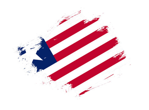 Liberia flag with abstract paint brush texture effect on white background