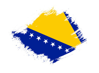 Bosnia and herzegovina flag with abstract paint brush texture effect on white background