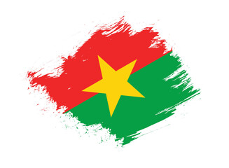 Burkina faso flag with abstract paint brush texture effect on white background