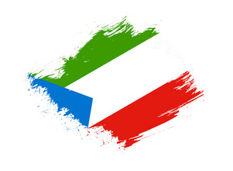 Equatorial guinea flag with abstract paint brush texture effect on white background