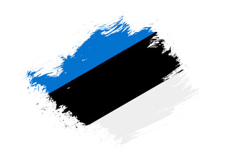 Estonia flag with abstract paint brush texture effect on white background