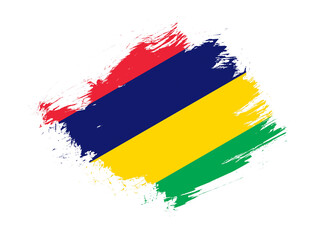 Mauritius flag with abstract paint brush texture effect on white background