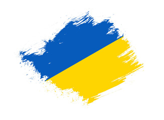 Ukraine flag with abstract paint brush texture effect on white background