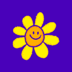 Cute sunflower cartoon, illustration for t-shirt, sticker, or apparel merchandise. With modern pop and retro style.