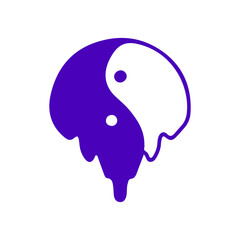 Melted yin yang symbol cartoon, illustration for t-shirt, sticker, or apparel merchandise. With modern pop and retro style.