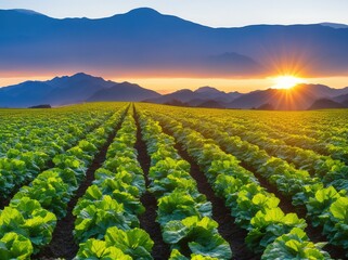 rows of lettuce in field