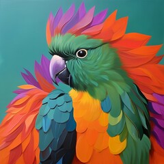 Cockatoo painting, exotic parrot, digital illustration, Generative AI.