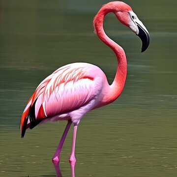 flamingo painting, exotic bird, digital illustration, Generative AI.