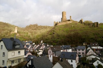 old ruin of the castle Löwenburg in Monreal, Eifel, Germany