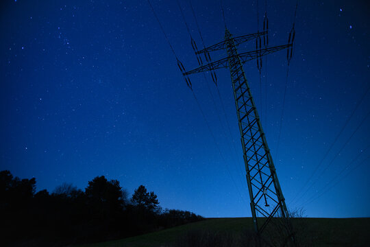 power pole at night