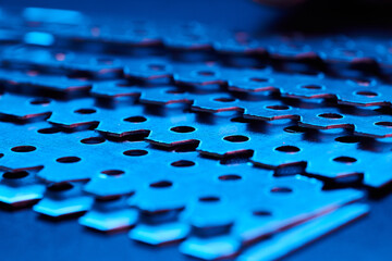 Metal fasteners for profiles and drywall isolated close-up