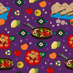 Latinamerican food hand drawn vector seamless pattern