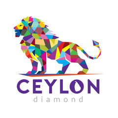 Ceylon Diamond Illustration Logo, Vector Lion Icon
