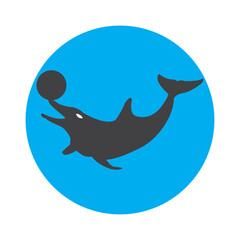 dolphin playing ball icon