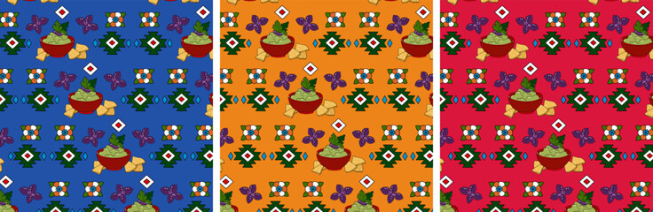 Latinamerican food 3 hand drawn vector seamless pattern