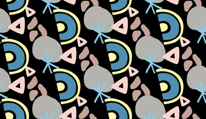 Seamless pattern with creative decorative flowers modern minimal colorful style. Using for print on the wall, pillows, decoration kids interior, baby wear and shirt