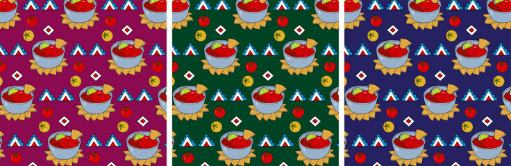 Latinamerican food 3 hand drawn vector seamless pattern