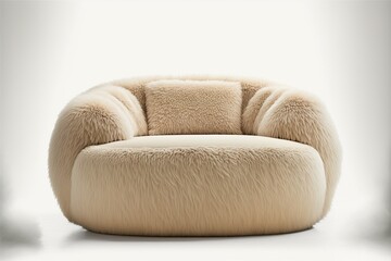 neutral shaggy sofa, generative ai