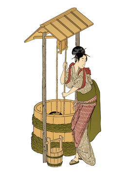 recommend clip art: 浮世絵　家事をする女性　その2