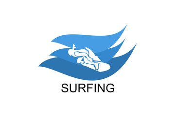 surfing sport vector line icon. a surfer is surfing in the sea. sport pictogram, vector illustration.