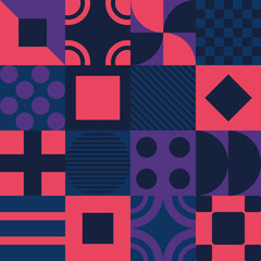 Obraz premium Geometric vector pattern design in Bauhaus styles, background design, for web design, business card, invitation card, poster, landing page, book cover design. 