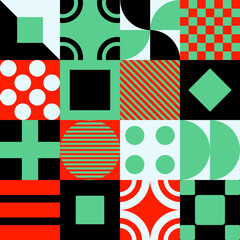 Geometric vector pattern design in Bauhaus styles, background design, for web design, business card, invitation card, poster, landing page, book cover design. 