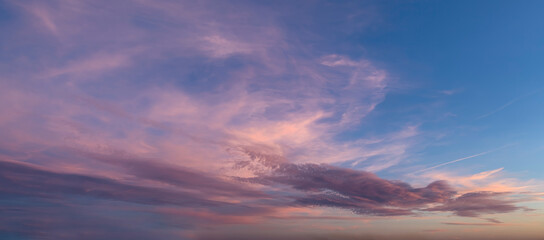 Sunset sky background overlay. Ideal for sky replacement.
