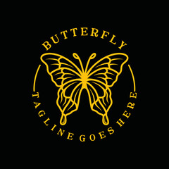 Premium Butterfly Logo Monoline Design Vector illustration Animal badge symbol icon