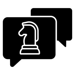 A solid design icon of strategic chat