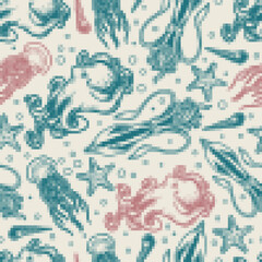 Ocean animals pattern seamless colorful