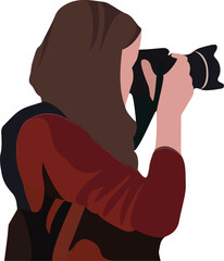 half bust of woman while photographing-