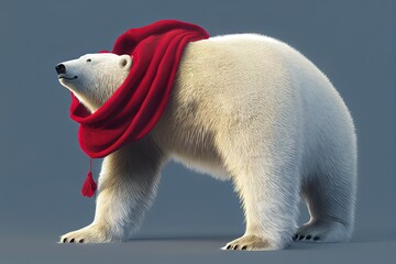 Polar Bear with a Red Scarf (Generative AI)