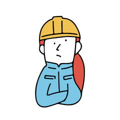 悩み事のある建設業の女性のイラスト