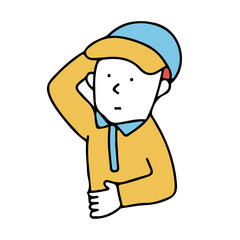 Obraz premium 悩み事のある運送業の男性のイラスト