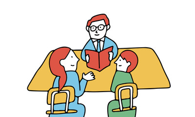 三者面談や商談、ヒアリングのイメージイラスト