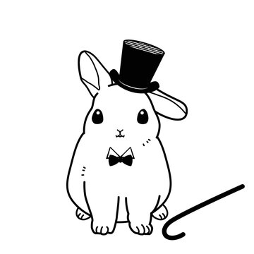 recommend clip art: おめかししたうさぎのイラスト（デッキとシルクハット）