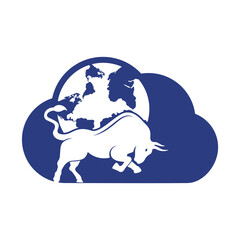 Globe bull vector logo icon design. Word and Bull logo design icon vector.