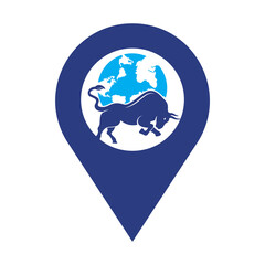 Fototapeta premium Globe bull vector logo icon design. Word and Bull logo design icon vector.